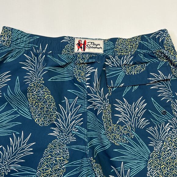 Reyn Spooner Swim Trunks Shorts Mens Medium Blue Pineapple Print Boardshorts - Picture 13 of 13
